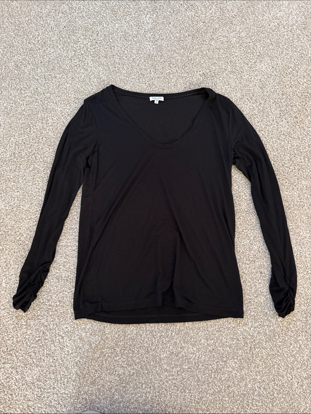Splendid Black V-Neck Long Sleeve Tee